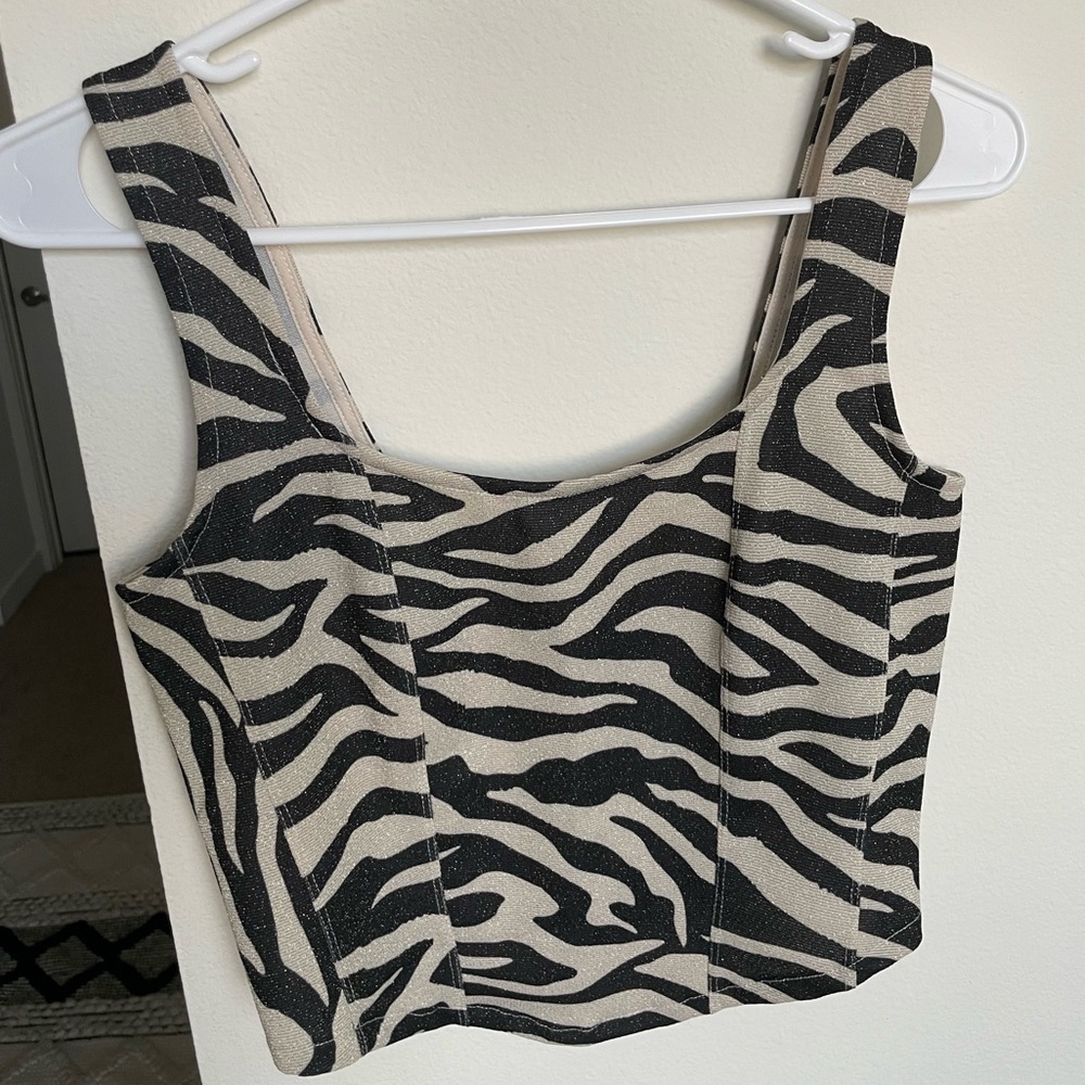 Sparkly zebra tank top